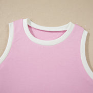 Colorblock Cropped Tank & Elastic Waist Pants Set