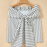 Polka Dot Off Shoulder Bow Knot Sleeve Blouse