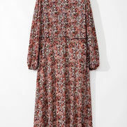 Floral Frilled V-Neck Split Front Tiered Midi Dress