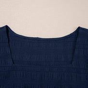 Textured Square Neck Top & High Waist Shorts Set