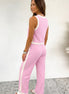 Colorblock Cropped Tank & Elastic Waist Pants Set