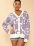 Checkered Flower Knit Cardigan