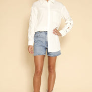 Bow Sleeve Button Down Shirt
