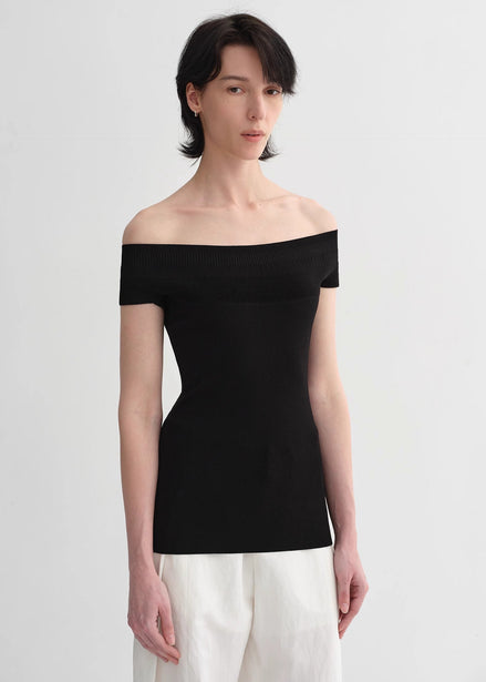 Mulberry Silk Blended One-Shoulder Strapless Knit Top