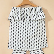 Polka Dot Off Shoulder Bow Knot Sleeve Blouse