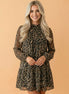 Leopard Long Sleeve Shift Mini Dress