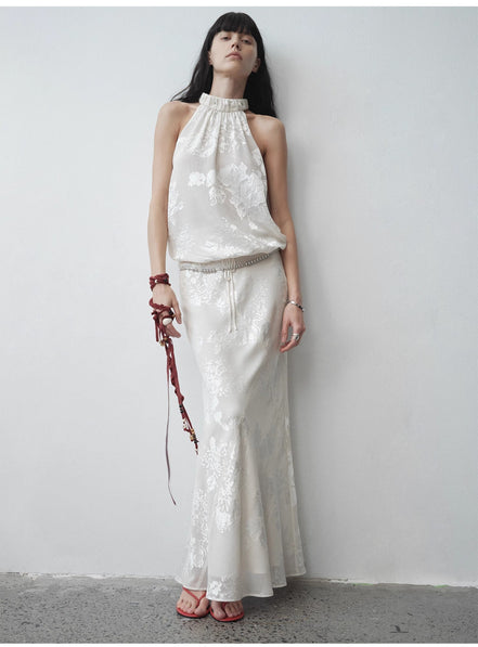 "Seville" Bias-Cut Fishtail Midi Skirt