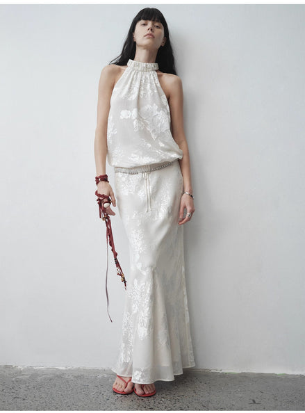 "Seville" Bias-Cut Fishtail Midi Skirt