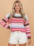 Stripe Colorblock Long Sleeve Drop Shoulder Cardigan
