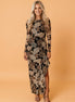 Floral Long Sleeve Asymmetric Ruffle Split Hem Mesh Dress