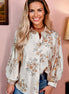 Floral Silky Button-Up Long Sleeve Shirt