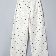 Polka Dot Denim Scalloped Patch Pocket Pants
