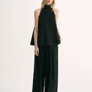 Mulberry Silk High Collar A-Line Sleeveless Top