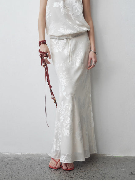 "Seville" Bias-Cut Fishtail Midi Skirt