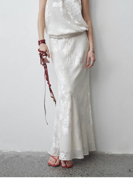 "Seville" Bias-Cut Fishtail Midi Skirt