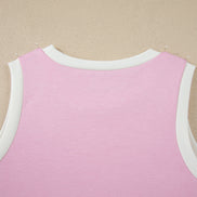 Colorblock Cropped Tank & Elastic Waist Pants Set