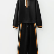 Stripe Patchwork Quarter-Zip Pullover and Pant Set
