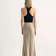 Glossy Bias-Cut Slim Fishtail Skirt