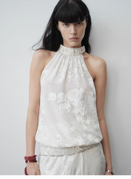 "Light and Shadow" Retro Posey Halter Neck Vest