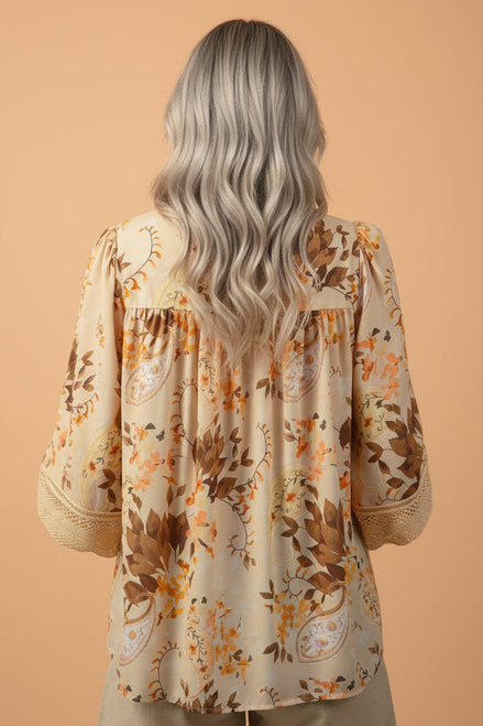 Floral Long Sleeve V-Neck Blouse