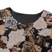 Floral Long Sleeve Asymmetric Ruffle Split Hem Mesh Dress