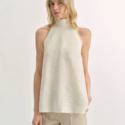 Mulberry Silk High Collar A-Line Sleeveless Top