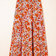 Boho Floral Tiered Maxi Skirt Split