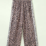 Leopard Side Stripe Wide Leg Pants