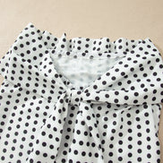Polka Dot Off Shoulder Bow Knot Sleeve Blouse