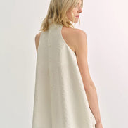 Mulberry Silk High Collar A-Line Sleeveless Top