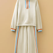 Stripe Patchwork Quarter-Zip Pullover and Pant Set