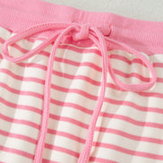 Stripe Colorblock Polo Tee & Drawstring Skort Set