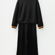 Stripe Patchwork Quarter-Zip Pullover and Pant Set