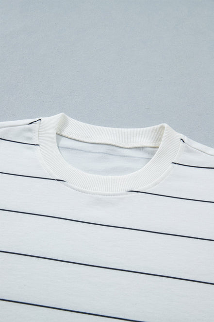 Stripe Short Sleeve Tee & Drawstring Shorts Set