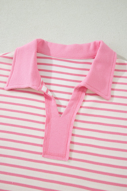 Stripe Colorblock Polo Tee & Drawstring Skort Set