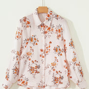 Floral Silky Button-Up Long Sleeve Shirt