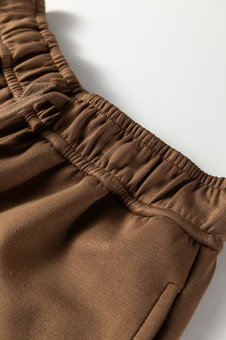 Solid V-Neck Top & High Waist Pants Set