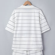 Stripe Short Sleeve Tee & Drawstring Shorts Set