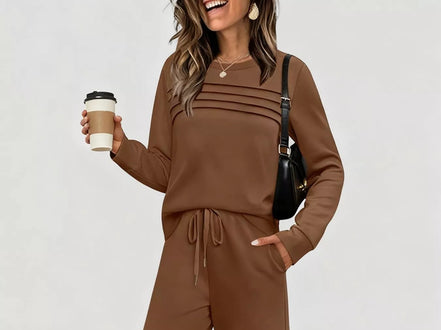 Full Size Casual Long Sleeve Top and Pants Set