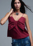 Poplin Crop Top With Bow Detail