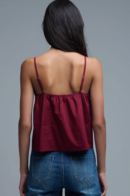 Poplin Crop Top With Bow Detail