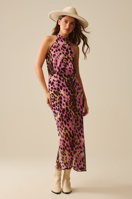 Crossed Halter Neck Midi Dress