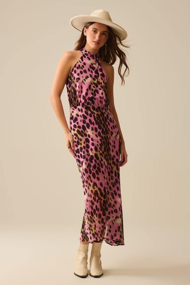 Crossed Halter Neck Midi Dress