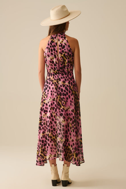 Crossed Halter Neck Midi Dress