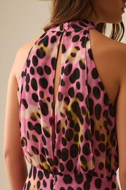 Crossed Halter Neck Midi Dress