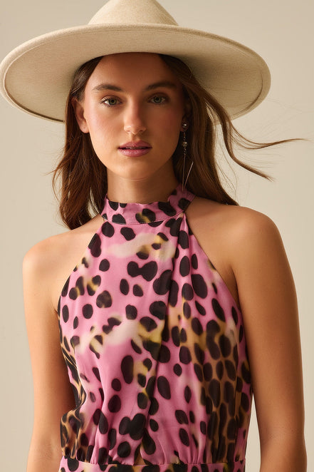 Crossed Halter Neck Midi Dress