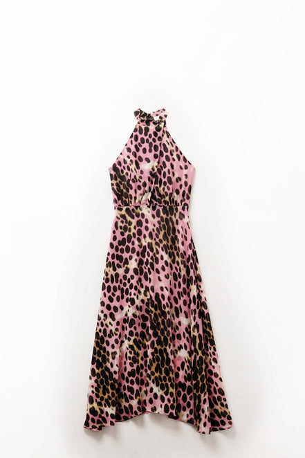 Crossed Halter Neck Midi Dress
