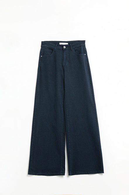 Wide Leg Trouser in Dark Blue