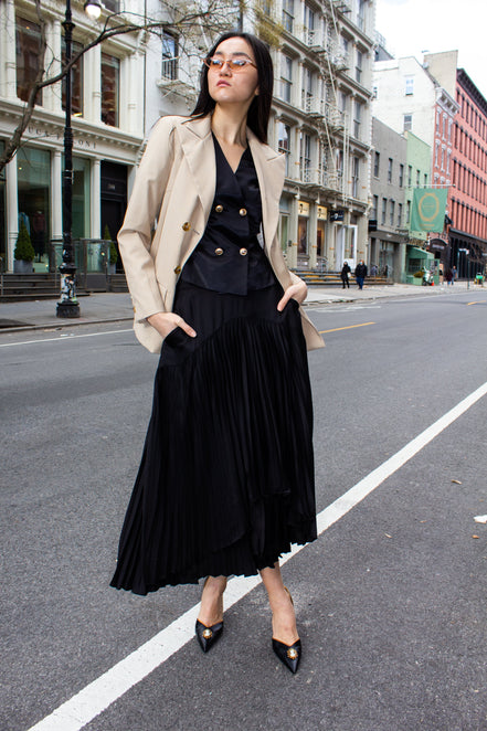 Maryanne Black Pleated Skirt