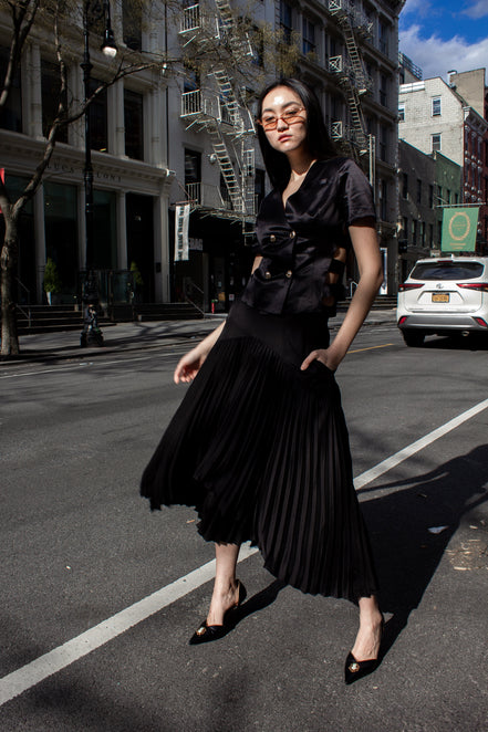 Maryanne Black Pleated Skirt